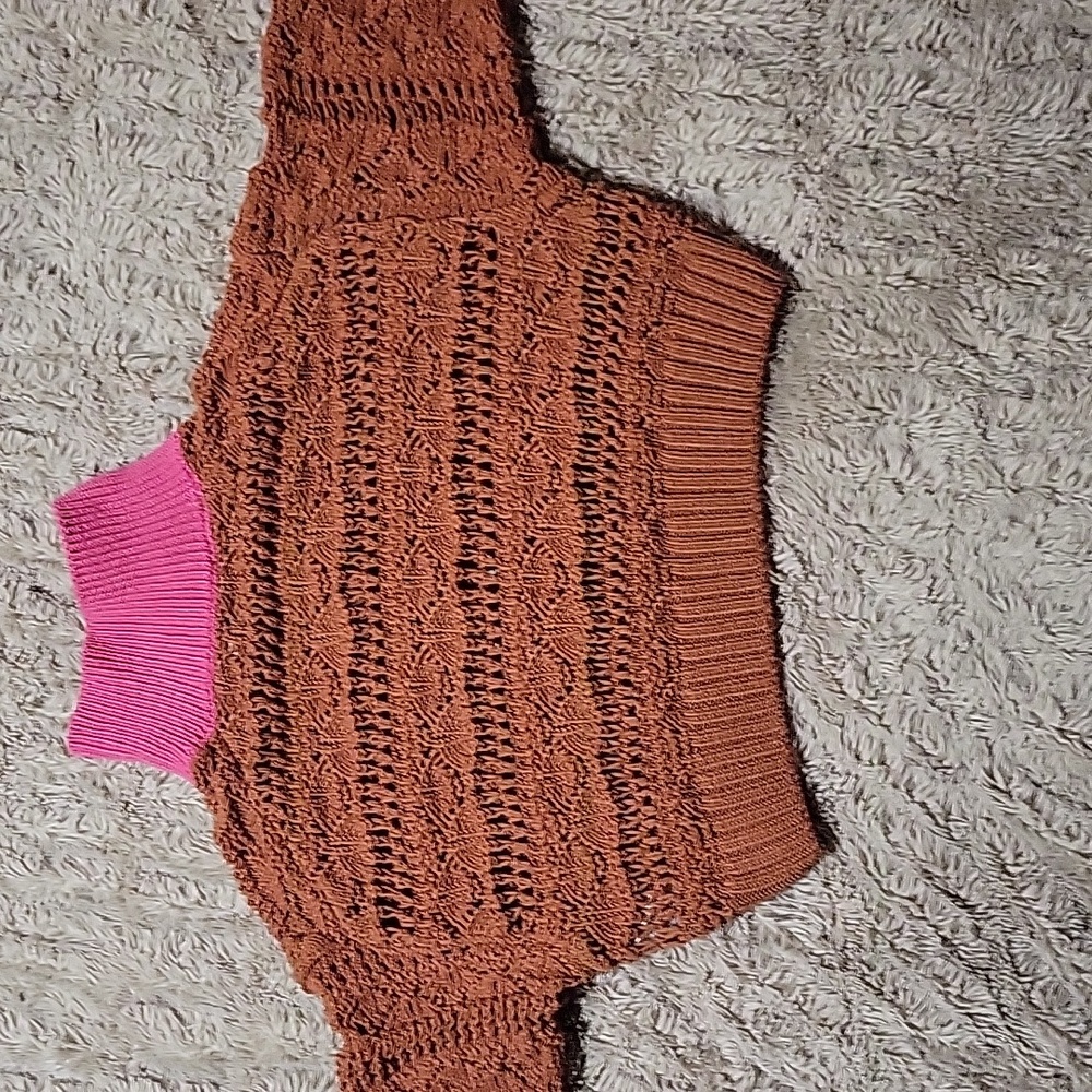 Zara Women's Knit Sweater with Pink Collar Sz Small - Picture 5 of 5